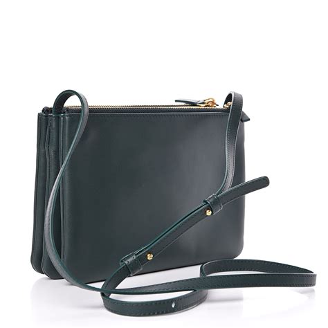 CELINE Lambskin Small Trio Crossbody Bag Smoke